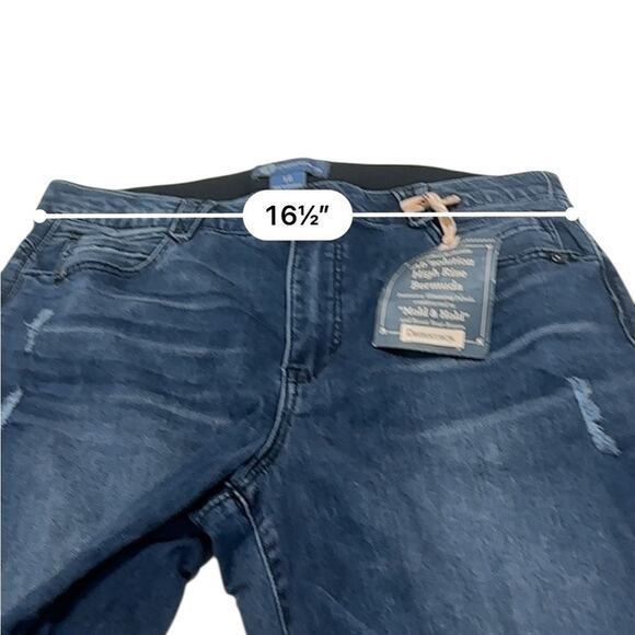 Democracy “Ab"solution high Rise Jean Shorts Distressed  BERMUDA Size 12 NEW - Picture 6 of 10
